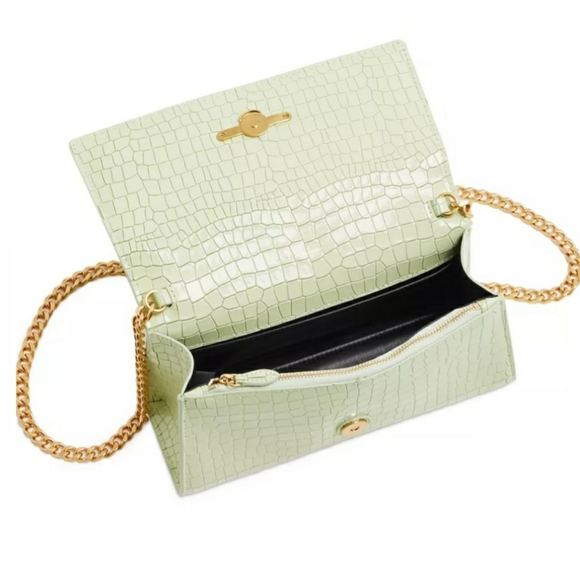 💖REBECCA MINKOFF Lou Mint Green Croc-Embossed Crossbody Bag NWT - Picture 10 of 17